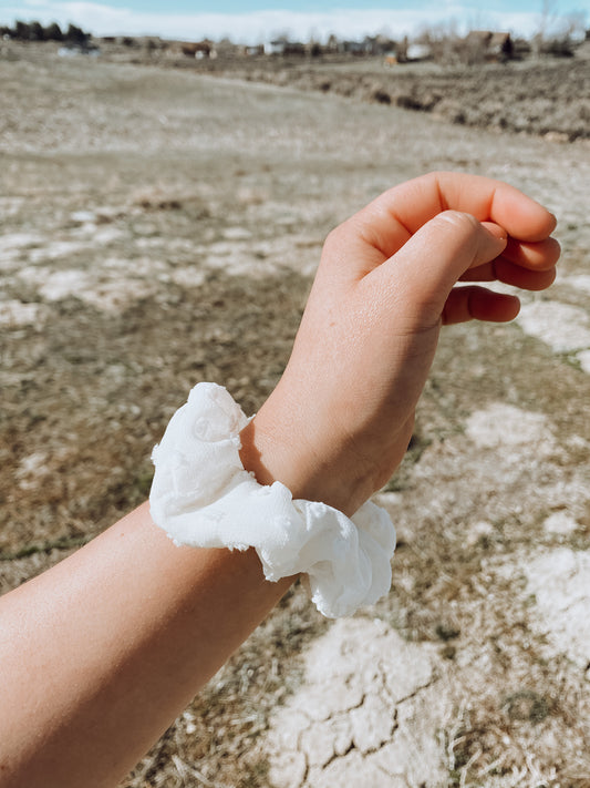White Speckled Scrunchie
