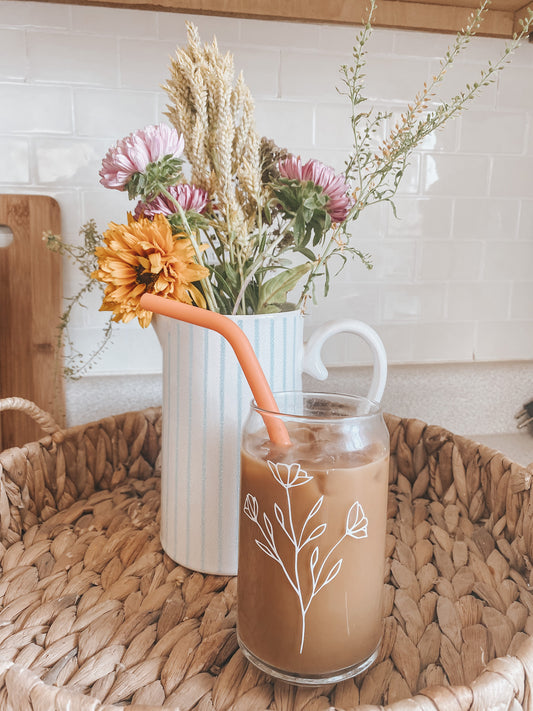Floral Beer Can Glass