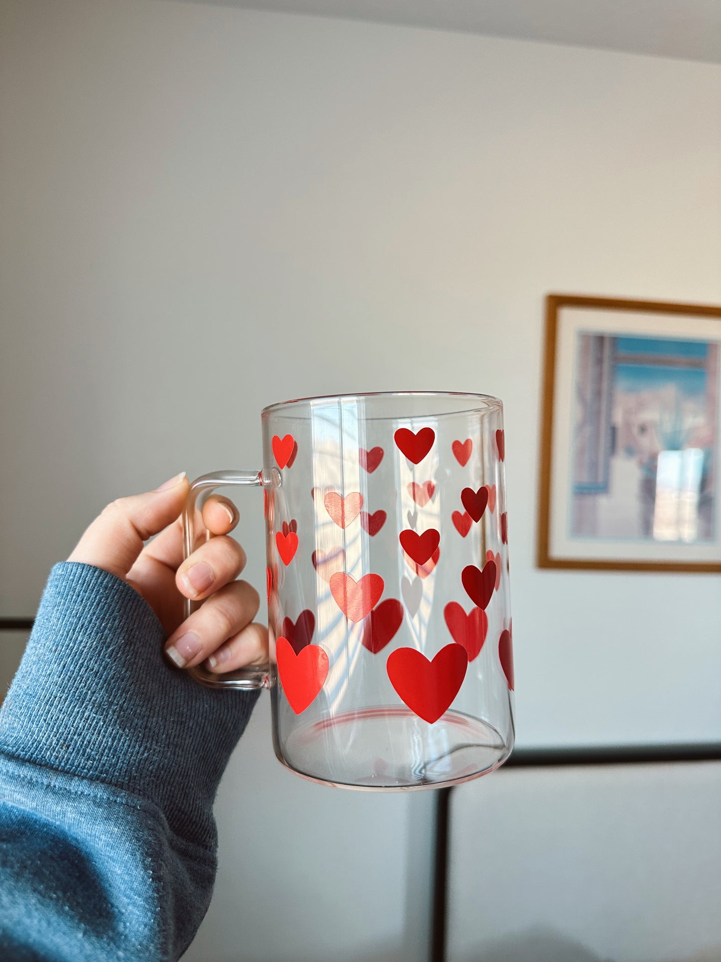 Red hearts mug