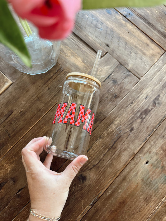 Hot pink checkered MAMA cup