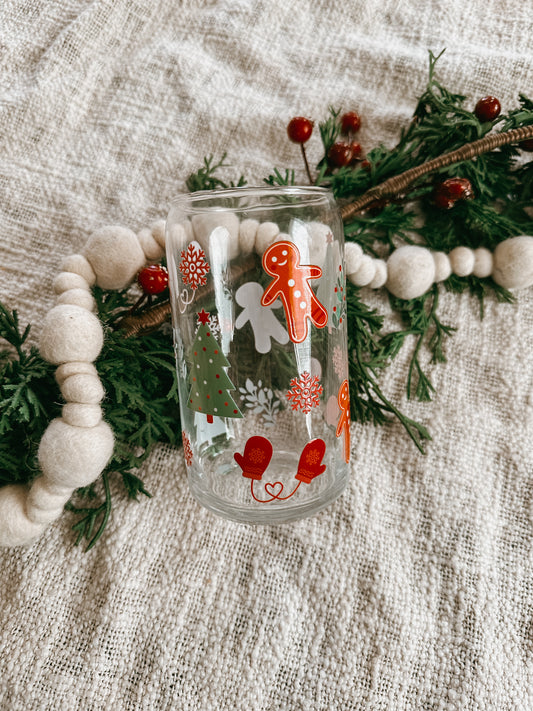 Gingerbread Man Glass Cup